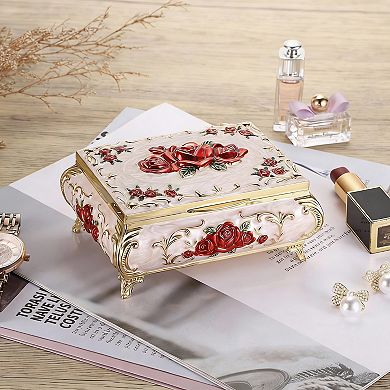 Vintage Zinc Alloy Jewelry Box with Velvet Lining