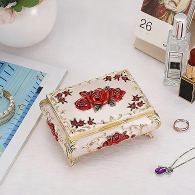 Vintage Zinc Alloy Jewelry Box with Velvet Lining