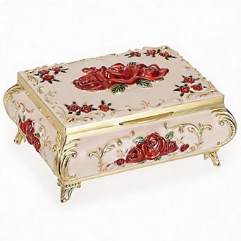 Vintage Zinc Alloy Jewelry Box with Velvet Lining