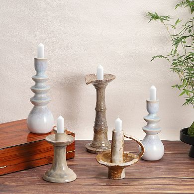 Ceramic Candle Holder, 4.5x9.8" Decorative Candle Display Holder