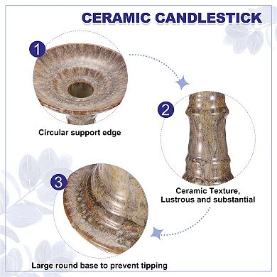 Ceramic Candle Holder, 4.5x9.8" Decorative Candle Display Holder