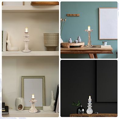 Ceramic Candle Holder, 4.5x9.8" Decorative Candle Display Holder