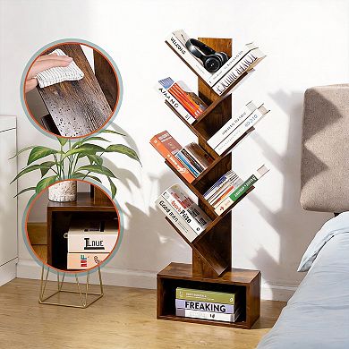 Modern Retro 6-Shelf Bookcase for Home Decor