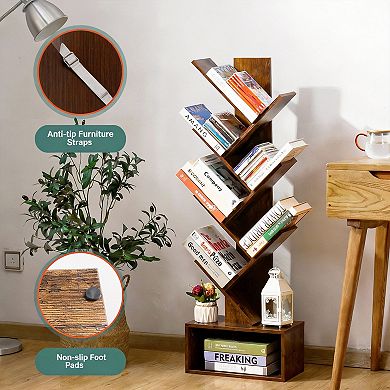 Modern Retro 6-Shelf Bookcase for Home Decor