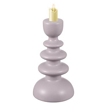 Ceramic Candle Holder, 3.9x3.9x7.5" Decorative Candle Display Holder Centerpiece Decoration, Purple