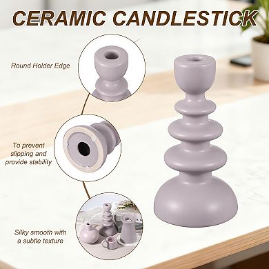 Ceramic Candle Holder, 3.9x3.9x7.5" Decorative Candle Display Holder Centerpiece Decoration, Purple