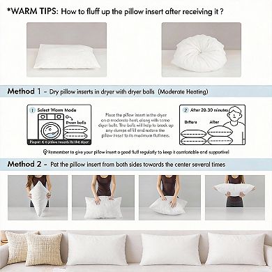 "12x20" 99% Virgin Fiber Filling Pillow Inserts Pack of 2