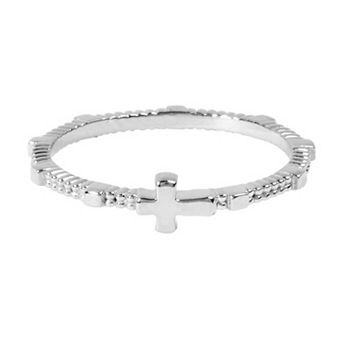 Belinda Jewelz Sterling Silver Classic Cross Ring with Detailed Infinity Band