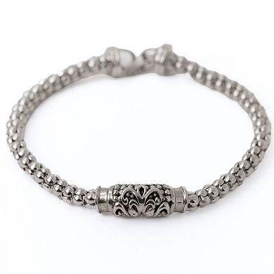 Belinda Jewelz Fleur De Lis Sterling Silver Adjustable Bracelet 8"