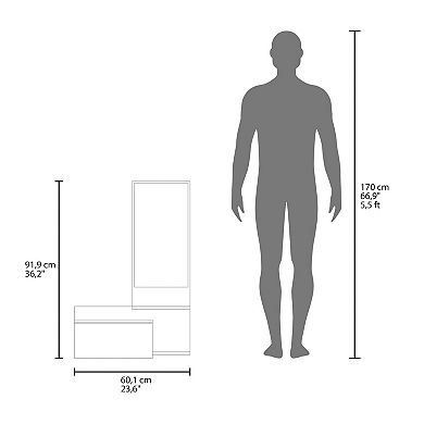 Sitka Floating Hallway Cabinet, 1 Drawer, 3 Shelves, 1 Mirror