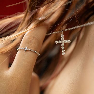 Belinda Jewelz 18k Gold Over Silver Classic Cross Ring with Detailed Eternity Band