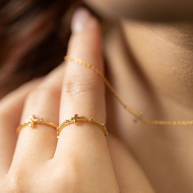 Belinda Jewelz 18k Gold Over Silver Classic Cross Ring with Detailed Eternity Band