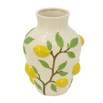 TOEMOA Ceramic Vase with Lemon Accents for Home Decor Display