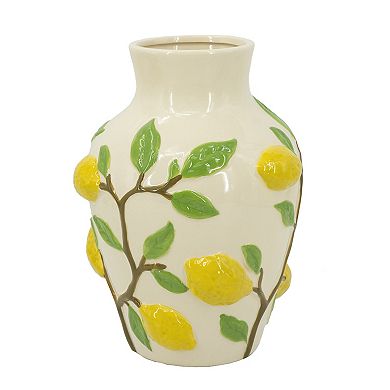 TOEMOA Ceramic Vase with Lemon Accents for Home Decor Display