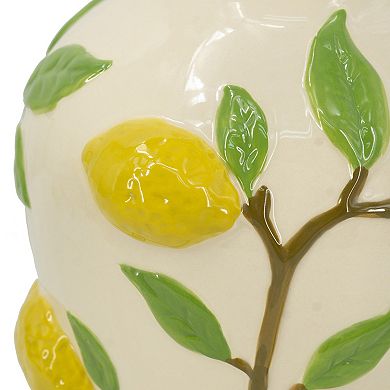 TOEMOA Ceramic Vase with Lemon Accents for Home Decor Display
