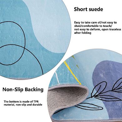 Washable Modern Area Rugs Low Velvet Soft Artificial Wool Abstract Art Bedroom Carpet