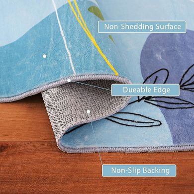 Washable Modern Area Rugs Low Velvet Soft Artificial Wool Abstract Art Bedroom Carpet