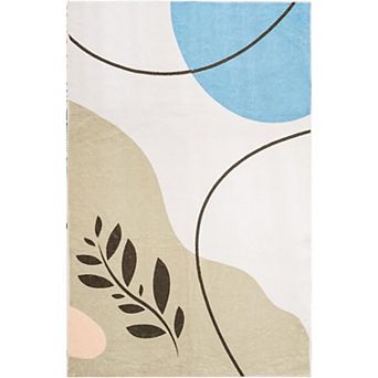 Washable Modern Area Rugs Low Velvet Soft Artificial Wool Abstract Art Bedroom Carpet