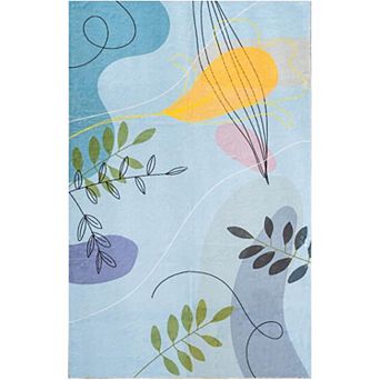 Washable Modern Area Rugs Low Velvet Soft Artificial Wool Abstract Art Bedroom Carpet