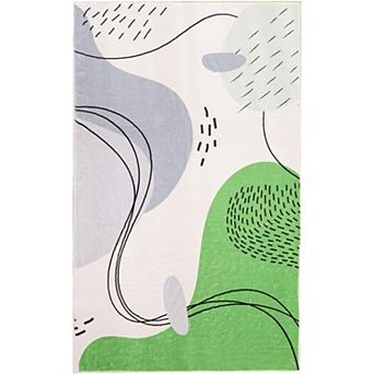 Washable Modern Area Rugs Low Velvet Soft Artificial Wool Abstract Art Bedroom Carpet