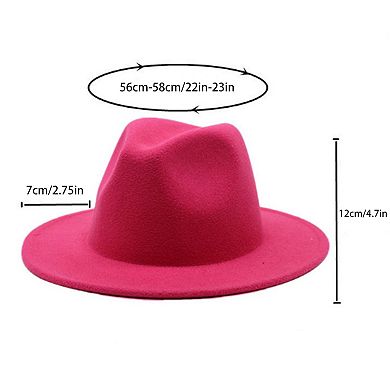 Classic Wide Brim Felt Fedora Hat with Grosgrain Band