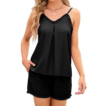 Women's Summer Casual Loose Cami Shorts Set Sleeveless Top Elastic Waist Shorts for Daily Loungewear