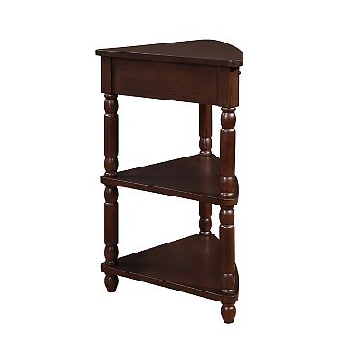 Whisen Small Triangle Corner Table, 3 Tier Wood Corner Side Table, Console Table
