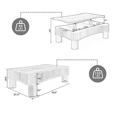 Lift-Top Coffee Table with Hidden Storage for Work and Everyday Living