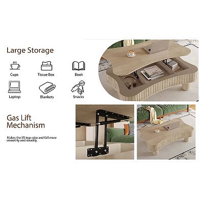 Lift-Top Coffee Table with Hidden Storage for Work and Everyday Living