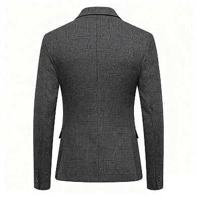 Men's Plaid Blazer - Slim-Fit Single-Button Suit Jacket for Casual Business Daily Wear