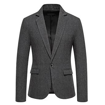 Men's Plaid Blazer - Slim-Fit Single-Button Suit Jacket for Casual Business Daily Wear