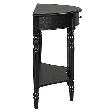 Whisen Farmhouse Half Moon Console Table with Drawer and Shelf