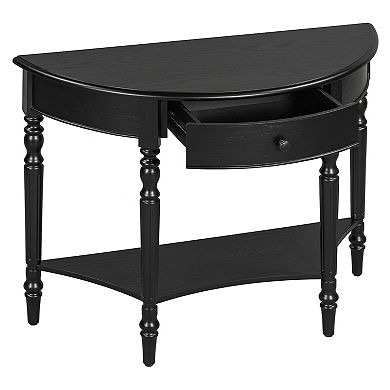 Whisen Farmhouse Half Moon Console Table with Drawer and Shelf