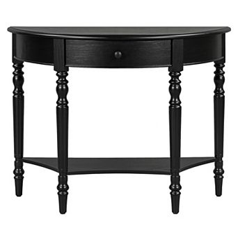 Whisen Farmhouse Half Moon Console Table with Drawer and Shelf