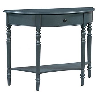 Whisen Farmhouse Half Moon Console Table with Drawer and Shelf