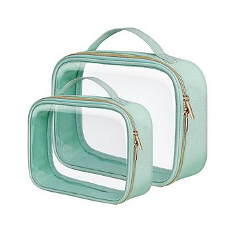 2 pc Glitter Textured Toiletry Bag