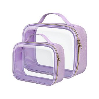 2 pc Glitter Textured Toiletry Bag