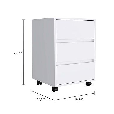 Ibero 3 Drawer Filing Cabinet, Four Casters, Three Drawers, Top Surface