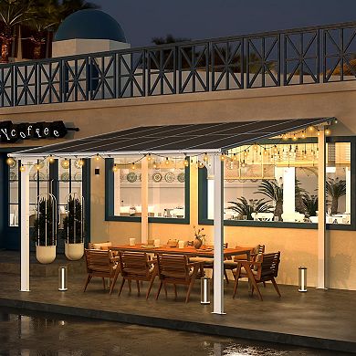 12 ft. x 10 ft. Aluminum Sloped Roof Patio Cover Pergola with Retractable Polycarbonate Canopy