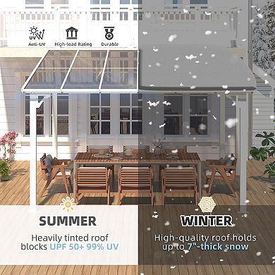 12 ft. x 10 ft. Aluminum Sloped Roof Patio Cover Pergola with Retractable Polycarbonate Canopy