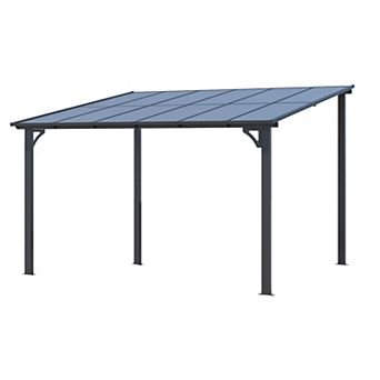 12 ft. x 10 ft. Aluminum Sloped Roof Patio Cover Pergola with Retractable Polycarbonate Canopy