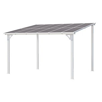 12 ft. x 10 ft. Aluminum Sloped Roof Patio Cover Pergola with Retractable Polycarbonate Canopy
