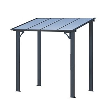 8 ft. x 5 ft. Outdoor Pergola, Lean to Hard Top Grill Gazebo Shelter with Roof, Heavy Duty Awnings