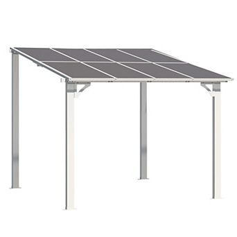 8 ft. x 8 ft. Aluminum Frame Sloped Roof Patio Pergola with Retractable Polycarbonate Canopy