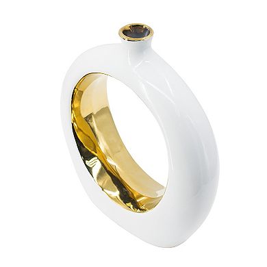 TOEMOA Round Ceramic Vase with Contemporary Open Center Design