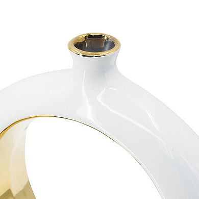 TOEMOA Round Ceramic Vase with Contemporary Open Center Design