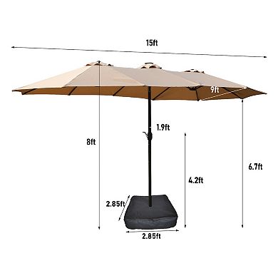 WOW PIONEER Large Double-Sided Rectangular Outdoor Patio Market Umbrella Light