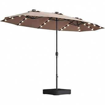 WOW PIONEER Large Double-Sided Rectangular Outdoor Patio Market Umbrella Light