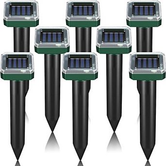 8 Pack Solar Sonic Mole Repellent Spikes Outdoor Pest Control for Lawn