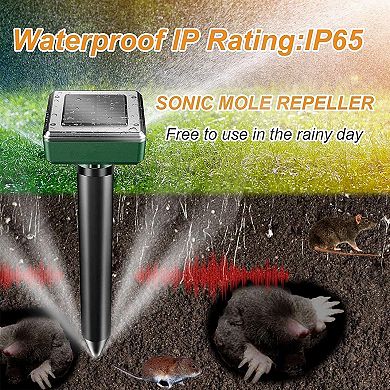 8 Pack Solar Sonic Mole Repellent Spikes Outdoor Pest Control for Lawn